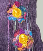 detail from purple cushion with flowers