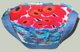 embroidered tub bag with 'Marimekko' fabric lining
