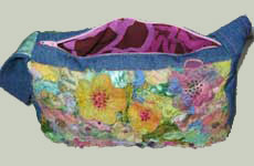 embroidered bag with 'Marimekko' fabric lining