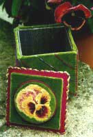 trinket box with pansies